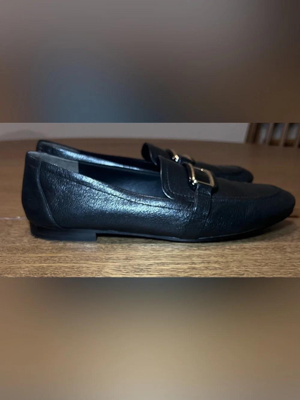 Tory Burch Georgia Loafer Leather Flat Shoe Perfect Black Size 9.5